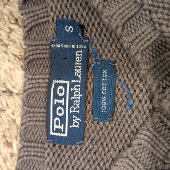 Polo V-neck Gray Cotton Sweater (Small) - Picture 3 of 5